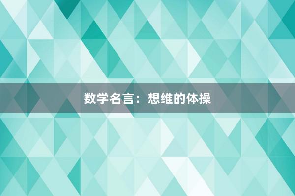 数学名言：想维的体操